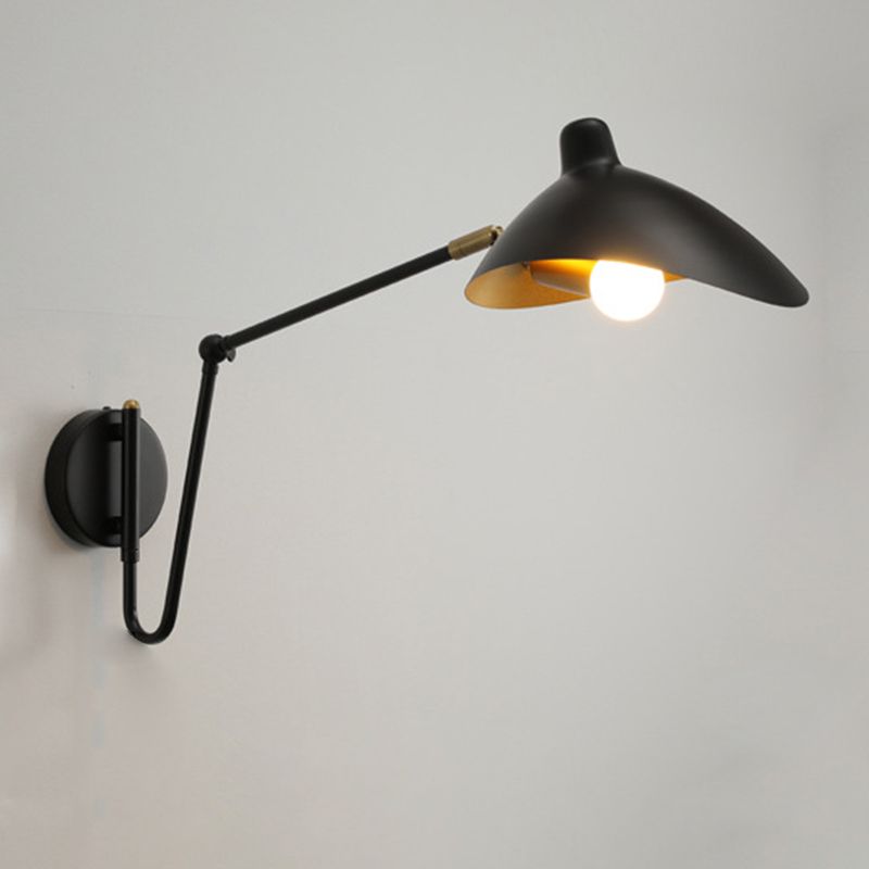 Faturor Industrial Swing Arm Vanity Wall Lamp, Black/Gold