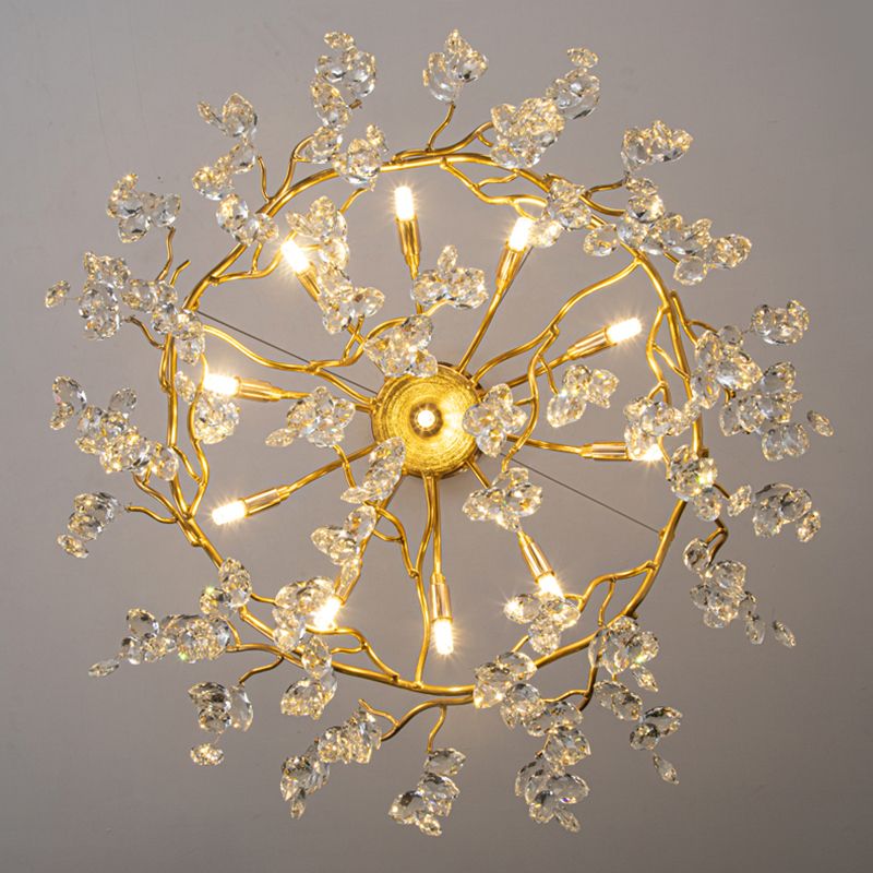 Wonatik Contemporary Gold Glass Crystal Chandelier