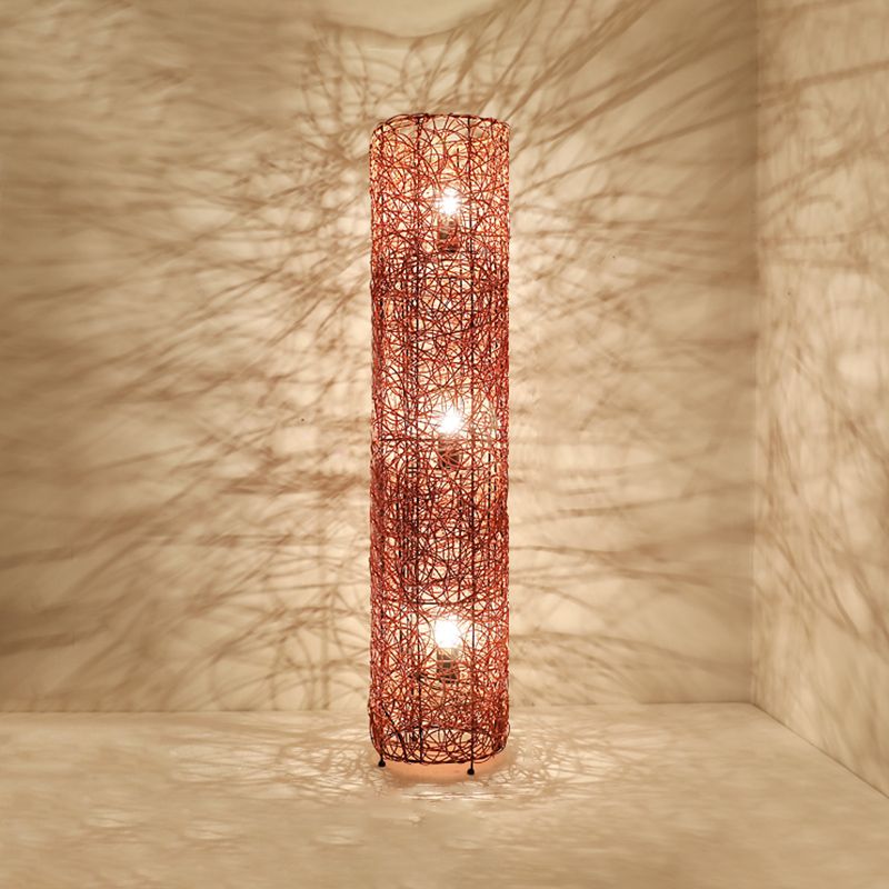 Hatenon Retro Vase Wood Rattan Floor Lamp, White/Brown