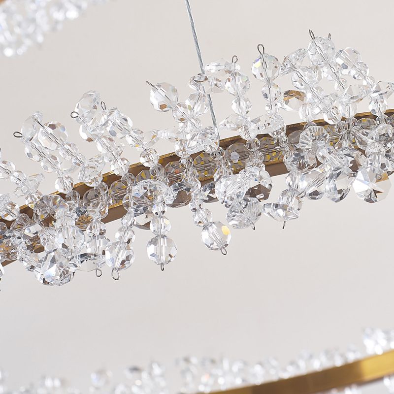Lomepoda Luxury Circular Crystal Tassel Pendant Light