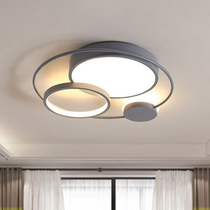 Takavin Modern Circular LED Flush Mount Ceiling Light, Black & White