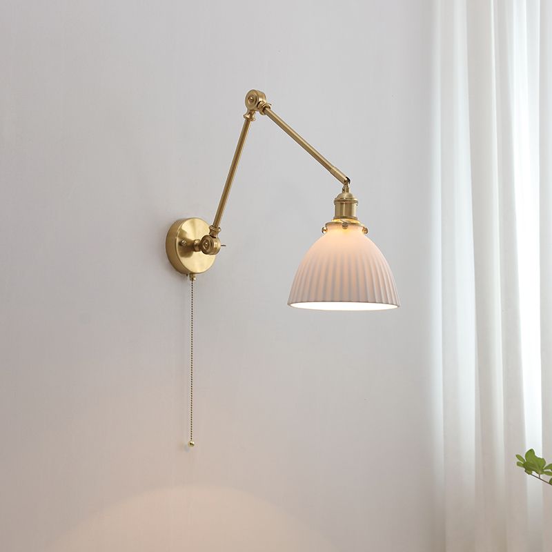 Legikel Wall Lamp Modern Drum Ceramics Metal Adjustable, White