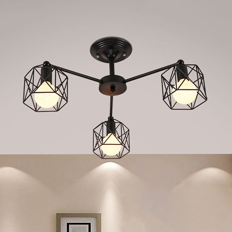 Pibimal Black Semi-Flush Mount Ceiling Light