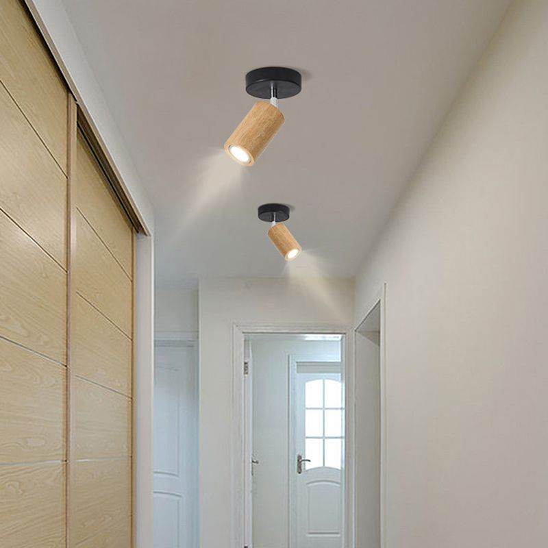 Voraden Modern LED Adjustable Ceiling Spotlight, Wood