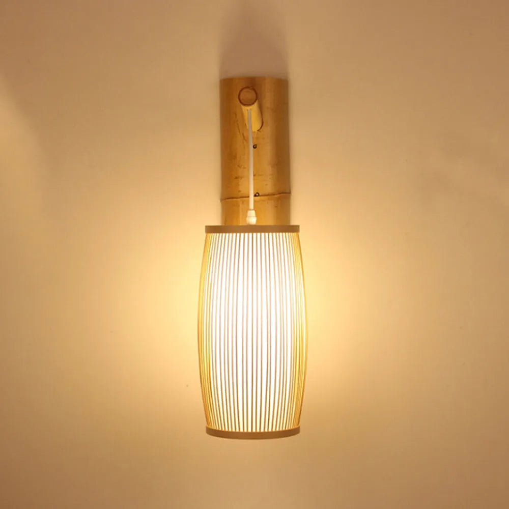 Kekipam Wall Lamp Rustic, Kekipam Rattan Weaving LED, Hallway Wall Sconce