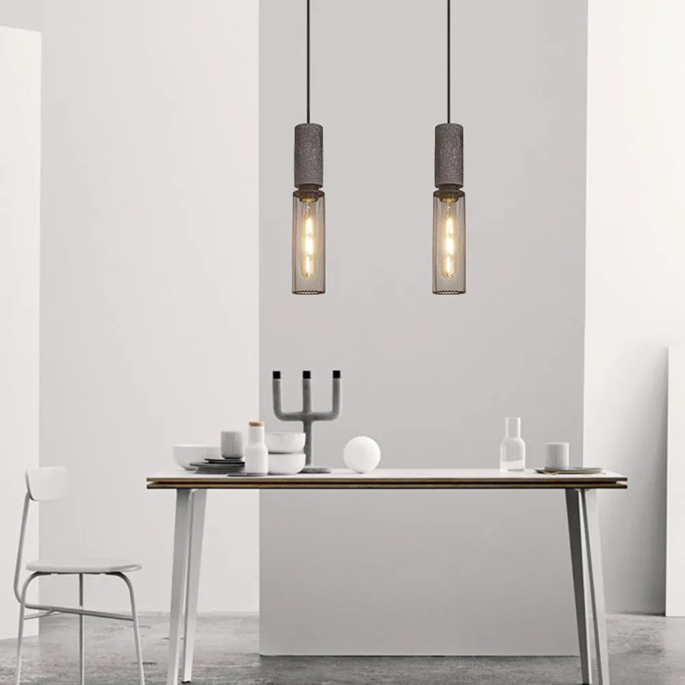 Xenith Industrial Cylindrical Pendant Light, Cement/Metal