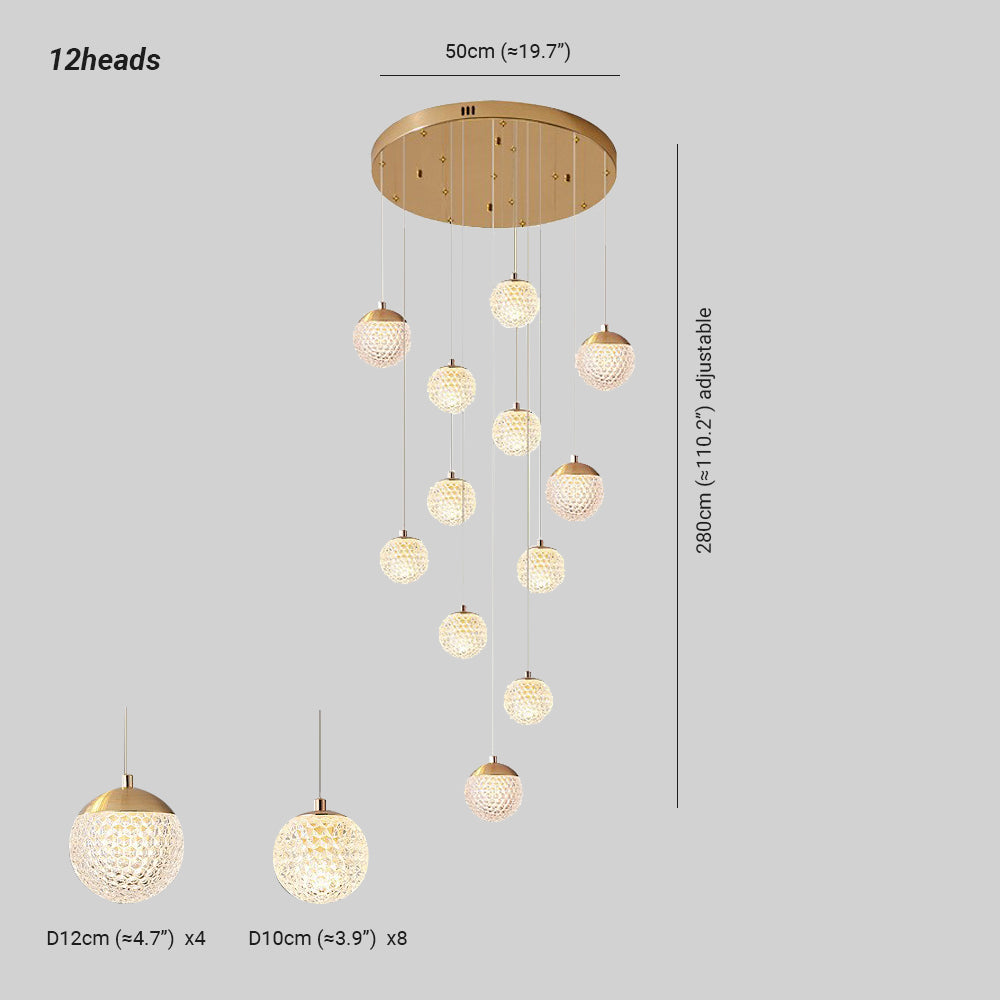 Cikakot Multi Staircase Modern Art Deco Pendant Light, Gold