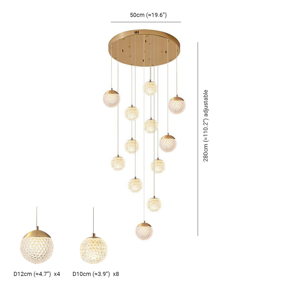 Cikakot Multi Staircase Modern Art Deco Pendant Light, Gold