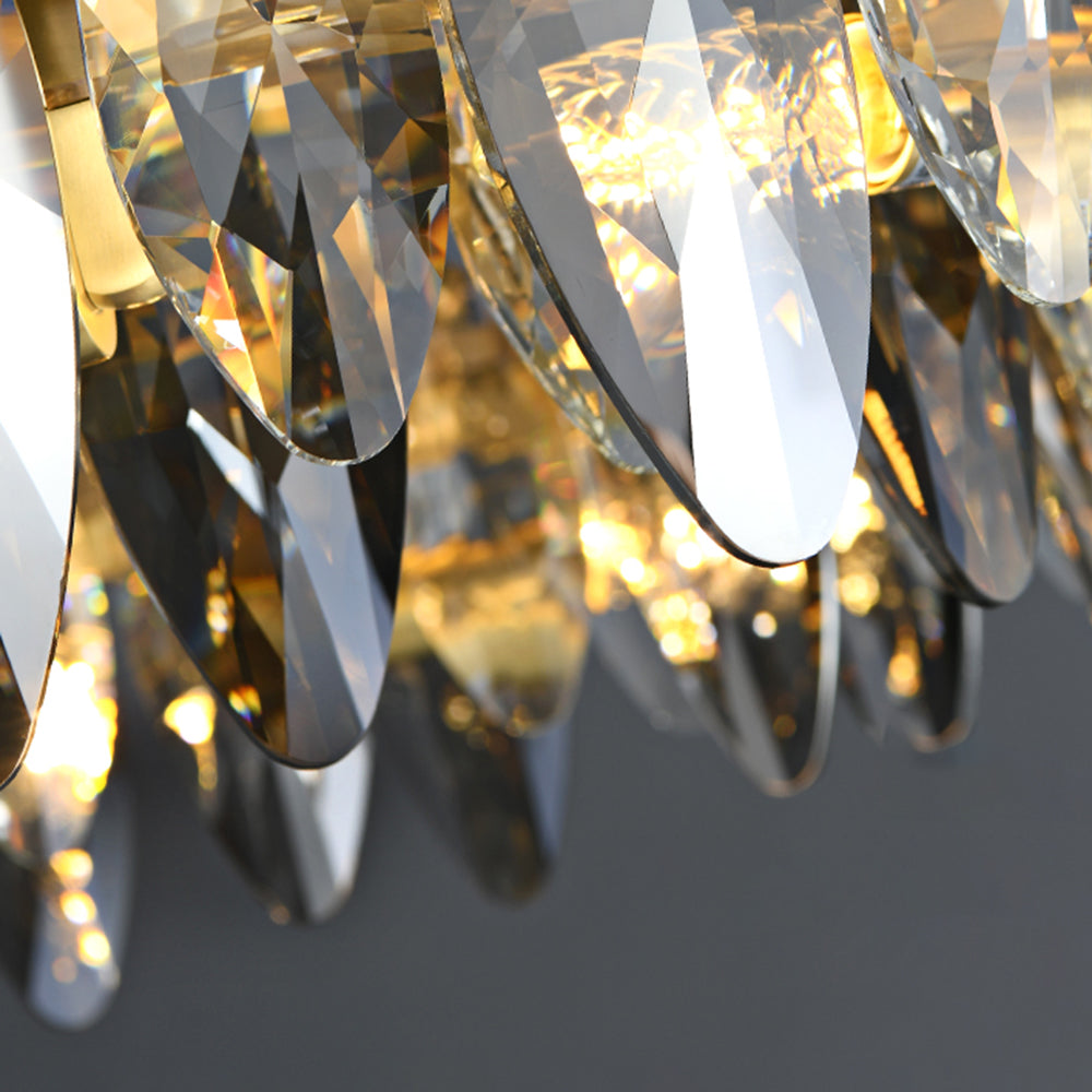 Lobakuk Modern Annular Metal Crystal Pendant Light,Gold