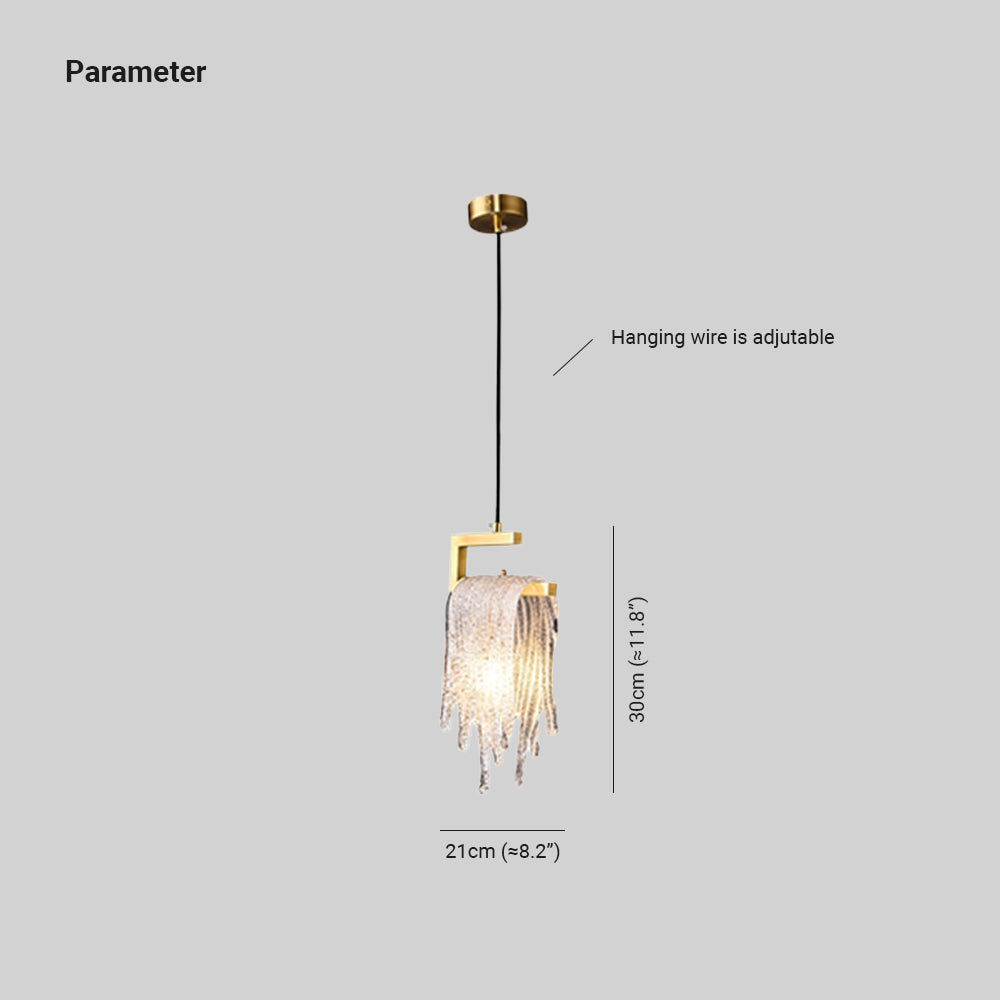 Jenilet Modern Flowing Jelly Pendant Light, Gold, Crystal/Brass