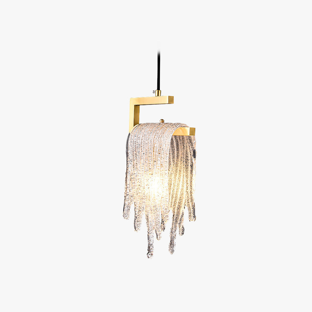 Jenilet Modern Flowing Jelly Pendant Light, Gold, Crystal/Brass