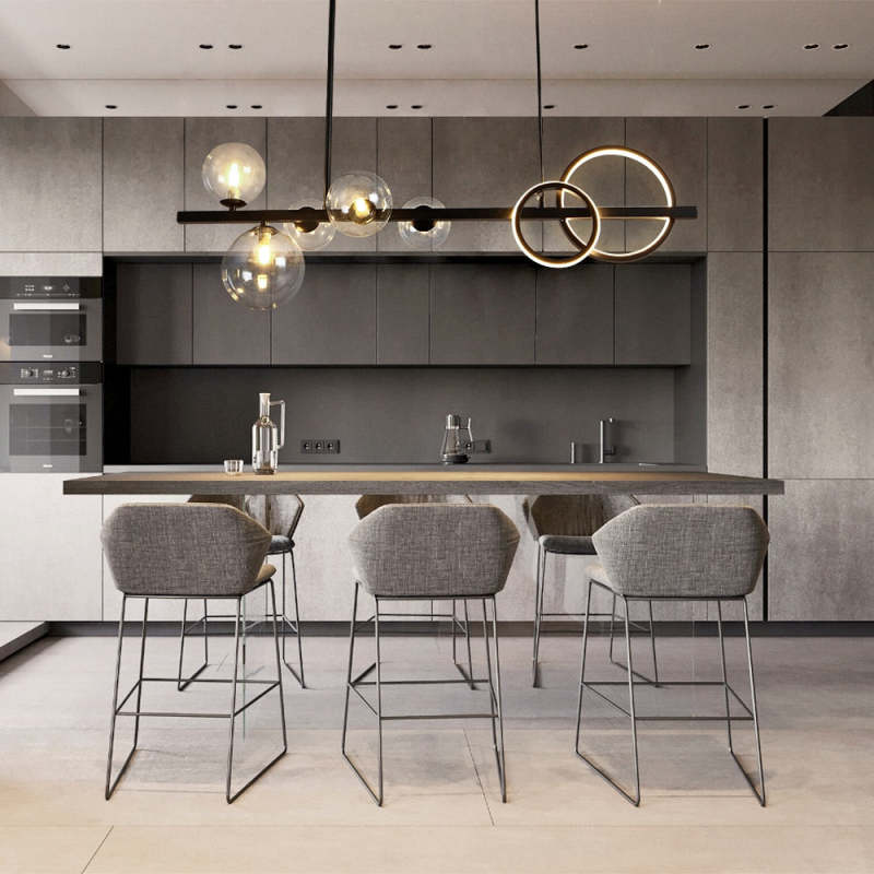 Nisupon Pendant Light Bubble Circle Modern Black/Gold, Bedroom