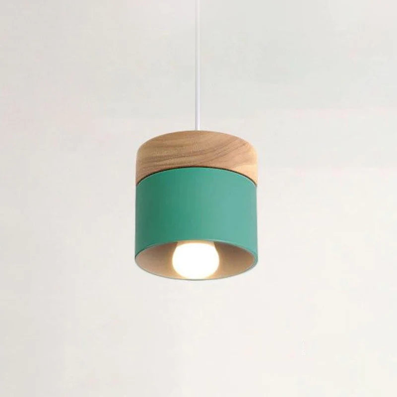 Moturos Modern Can Shape Metal/Wood Pendant Light