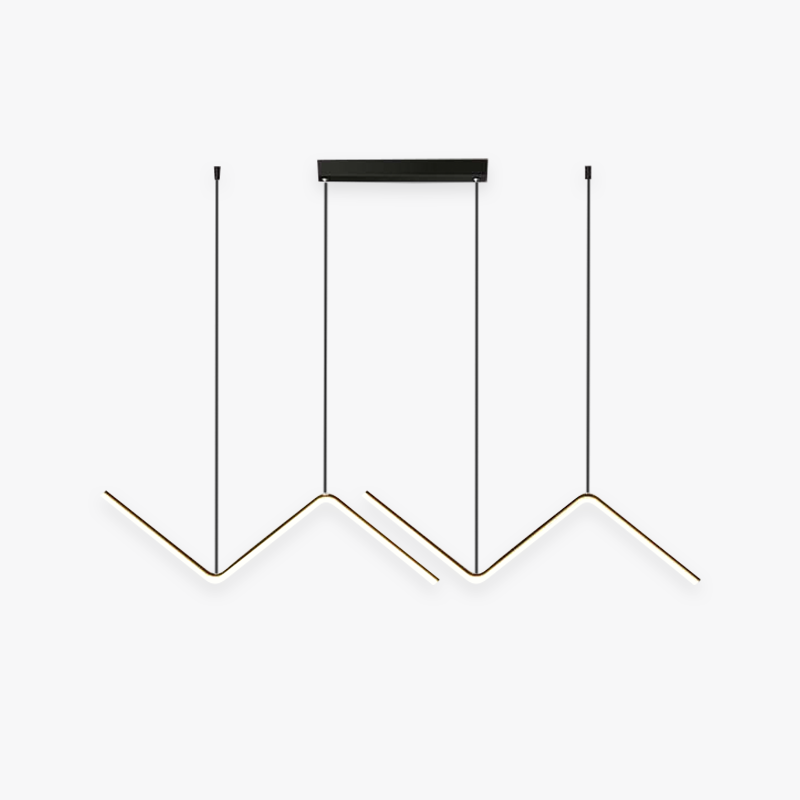Daragin Modern Wavy linear Pendant Light Double, Black/Gold