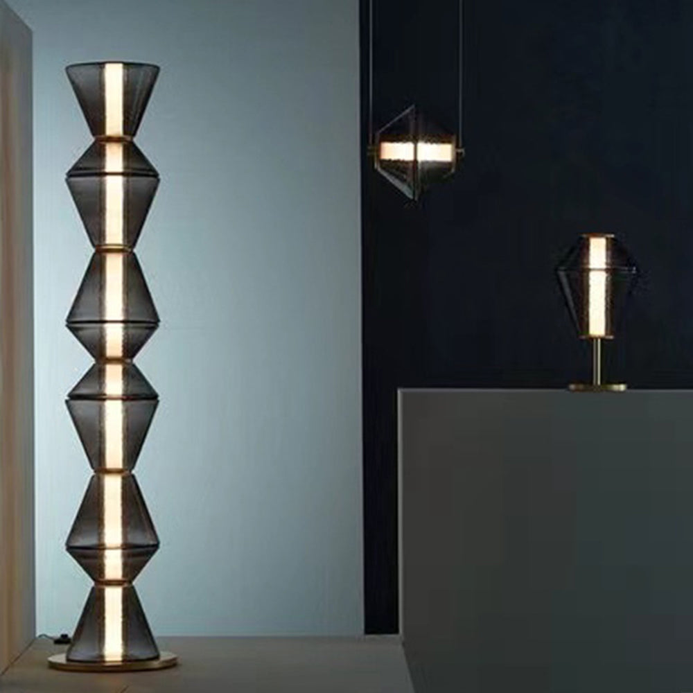 Hisabek Nordic Modern Black LED Pendant & Floor&Table Lamp, Glass