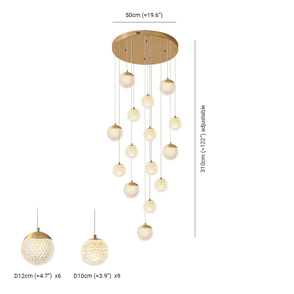 Cikakot Multi Staircase Modern Art Deco Pendant Light, Gold