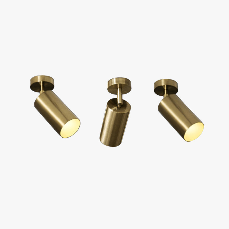 Nubuked Moderno Gold Cylinder Spotlight Background Flush Mount Ceiling Light, Metal