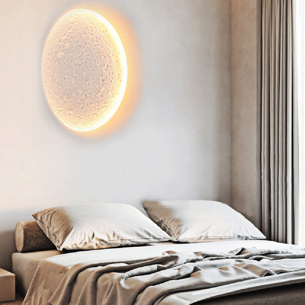 Fupenud Decorative Moon Metal/Gypsum Wall Lamp, White