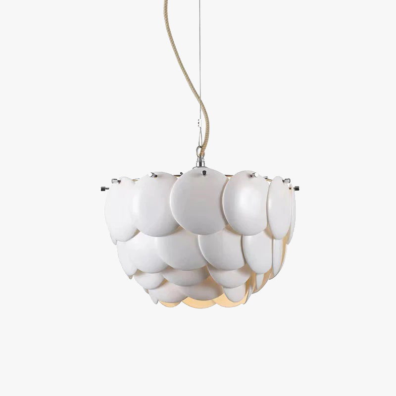 Lapoker Wihte Art Deco Chandelier Light Fixture, Ceramic Leaf & Metal