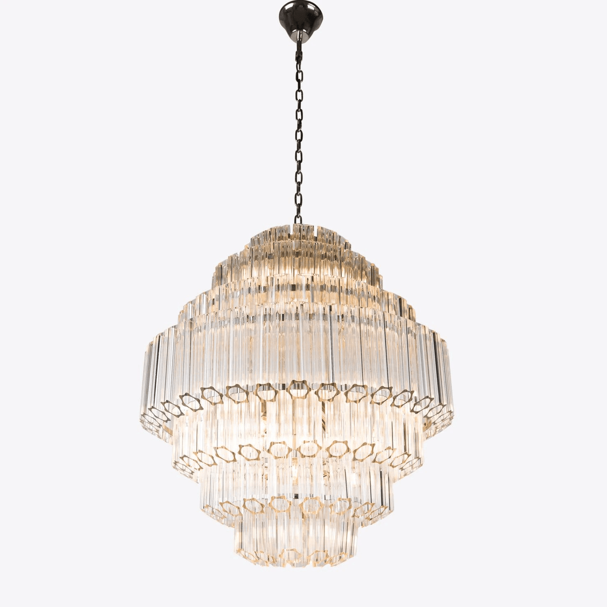 Celeaine Chandelier Clear Glass Tube Layered Grande Vintage