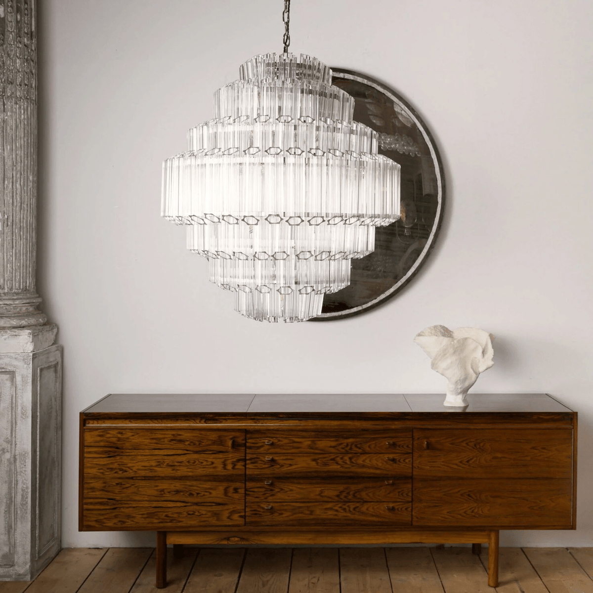 Celeaine Chandelier Clear Glass Tube Layered Grande Vintage