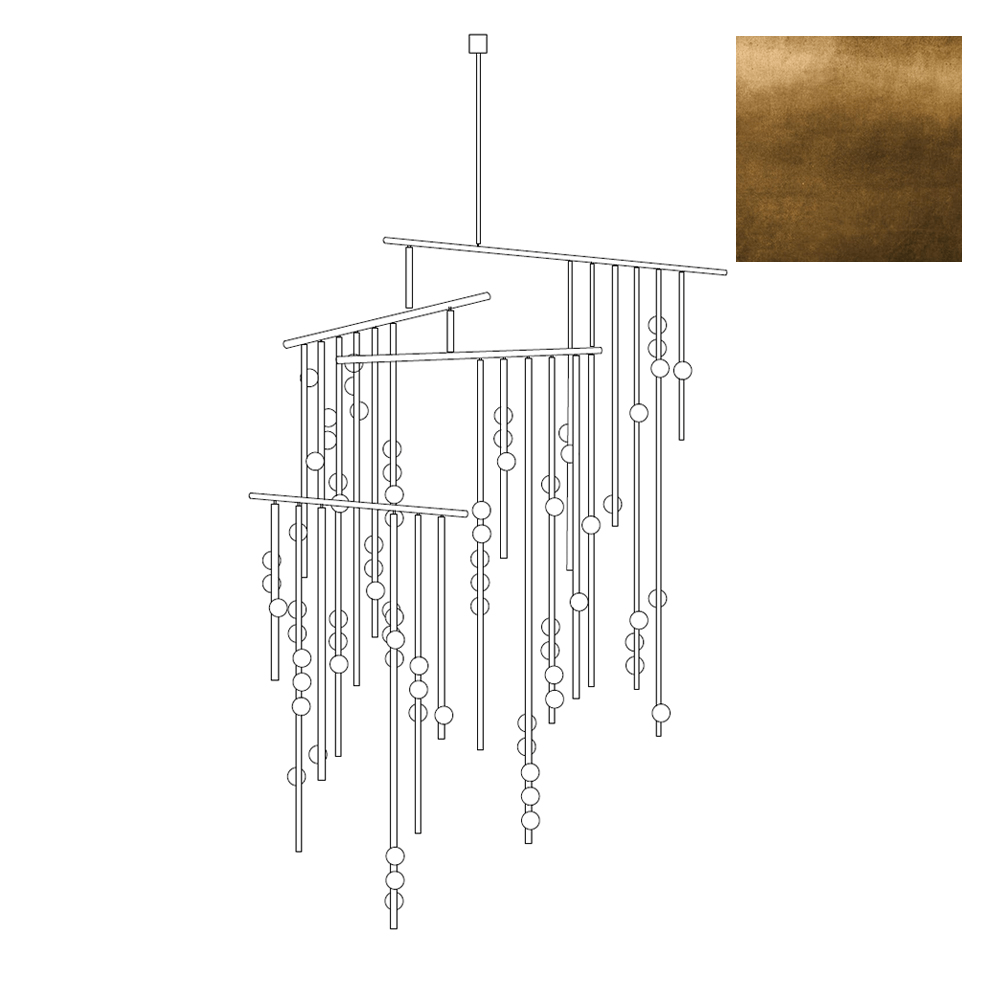 Bara Geometric Brass Linear Pendant Light Chandelier
