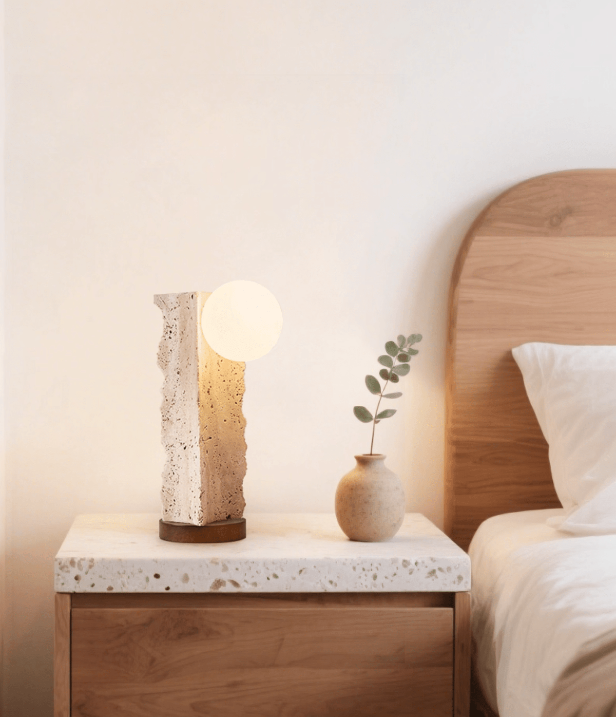 Terra Travertine Orb Table Lamp