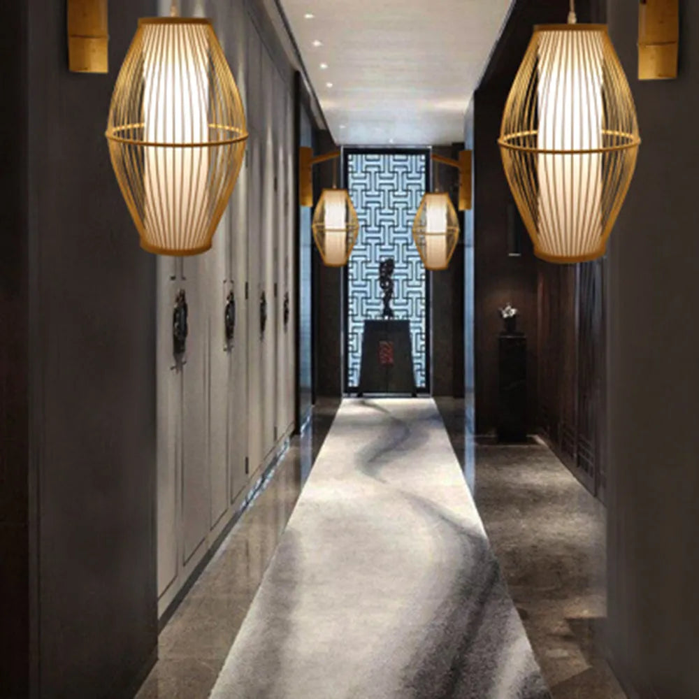 Kekipam Wall Lamp Rustic, Kekipam Rattan Weaving LED, Hallway Wall Sconce