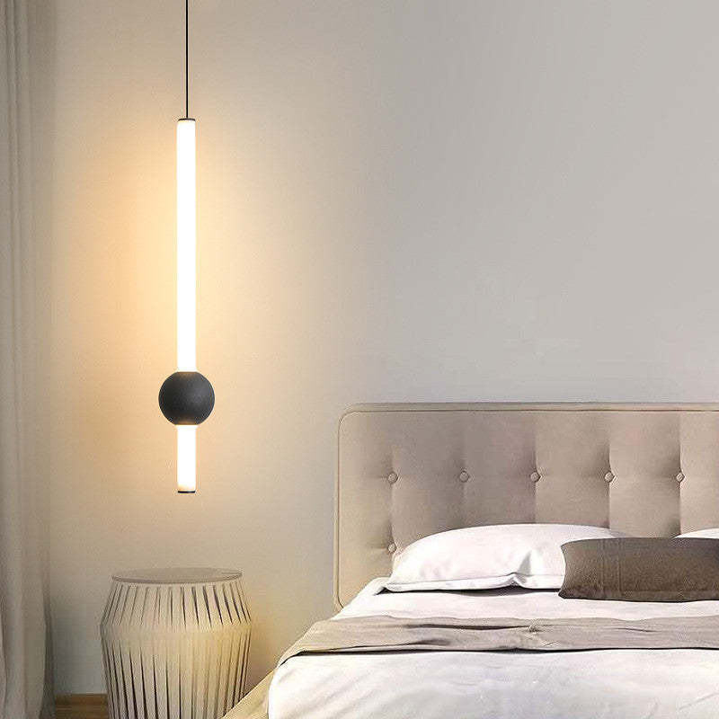 Mekarom Minimalist Linear Globe Glass Pendant Light, Bedroom