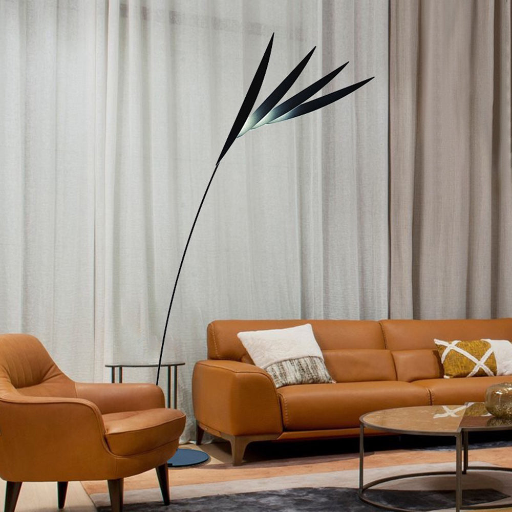Delomud Leaf Metal/ Long Arm Floor Lamp, Living Room