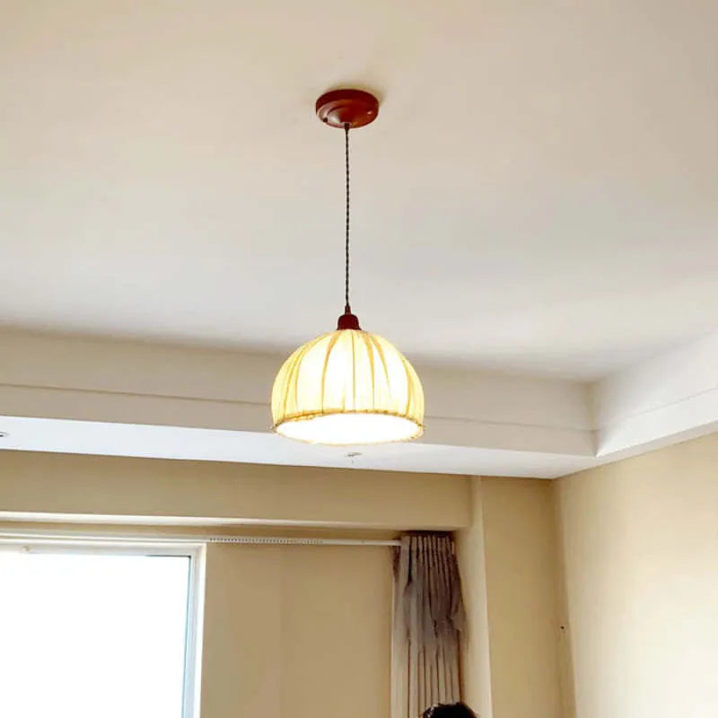 Teo Vintage Pendant Light Beige, Fabric-Neutral Decor