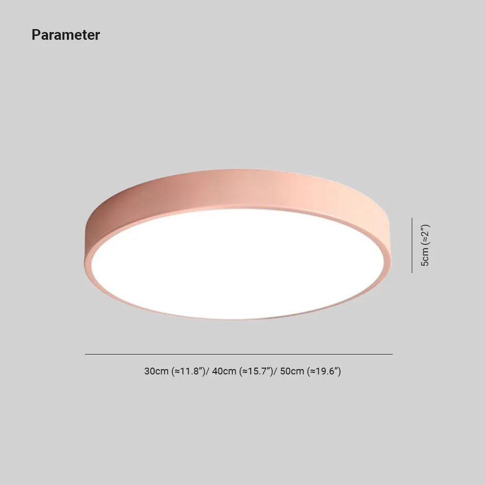 Metovok Ceiling Light Rond Flush Mount, Yellow/Blue/Green/Pink/Grey, Bedroom