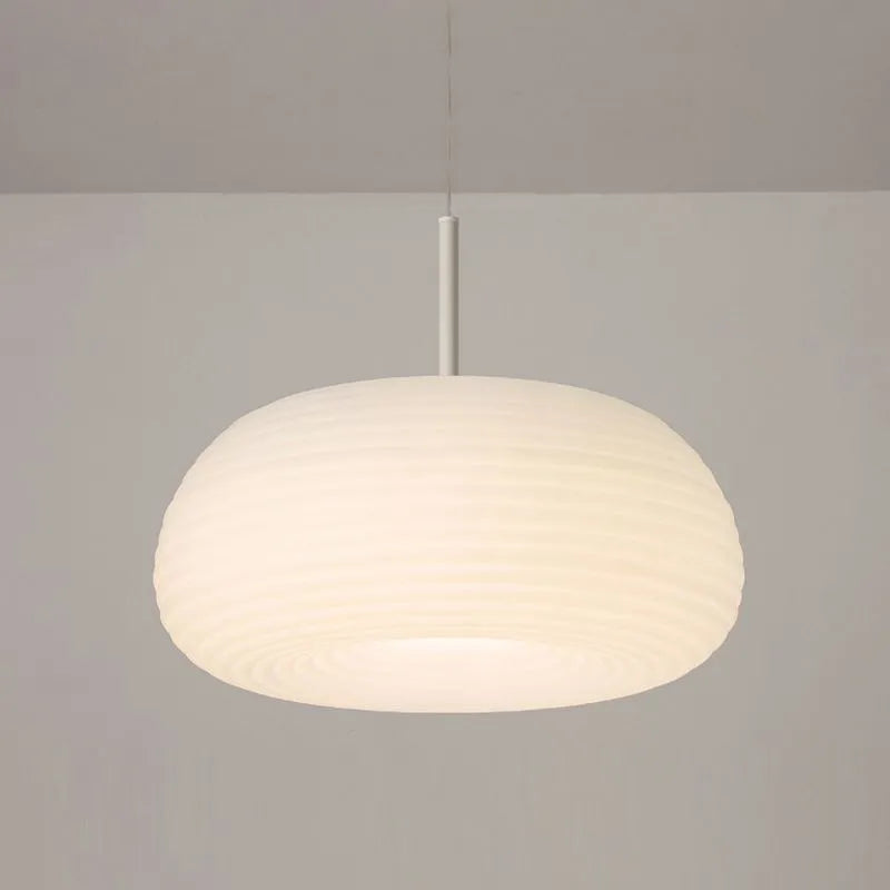 Zoriel Pendant Light White Glass Drum Shape-Neutral Decor