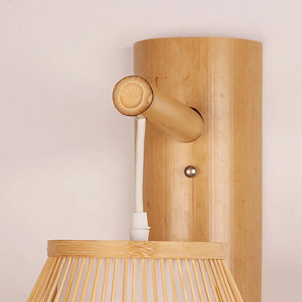Kekipam Wall Lamp Rustic, Kekipam Rattan Weaving LED, Hallway Wall Sconce