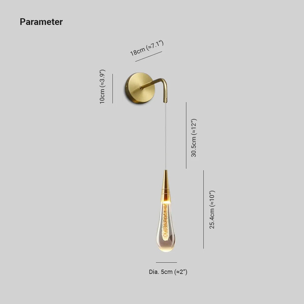 Kotirod Modern Water Drop Wall Lamp, Black/Gold