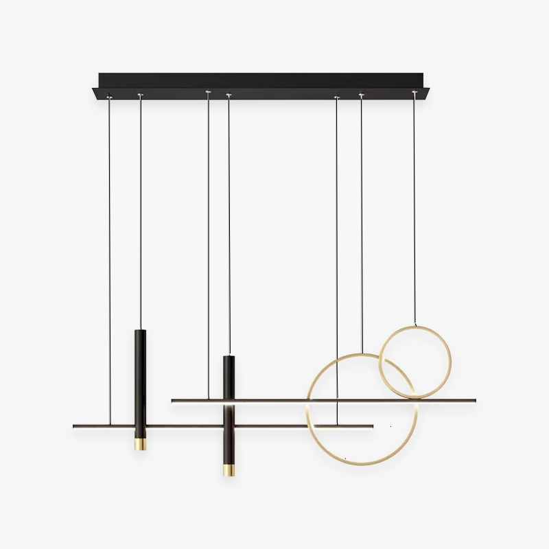 Dologen Modern Pendant Light LED, Double Circle, Gold/Black