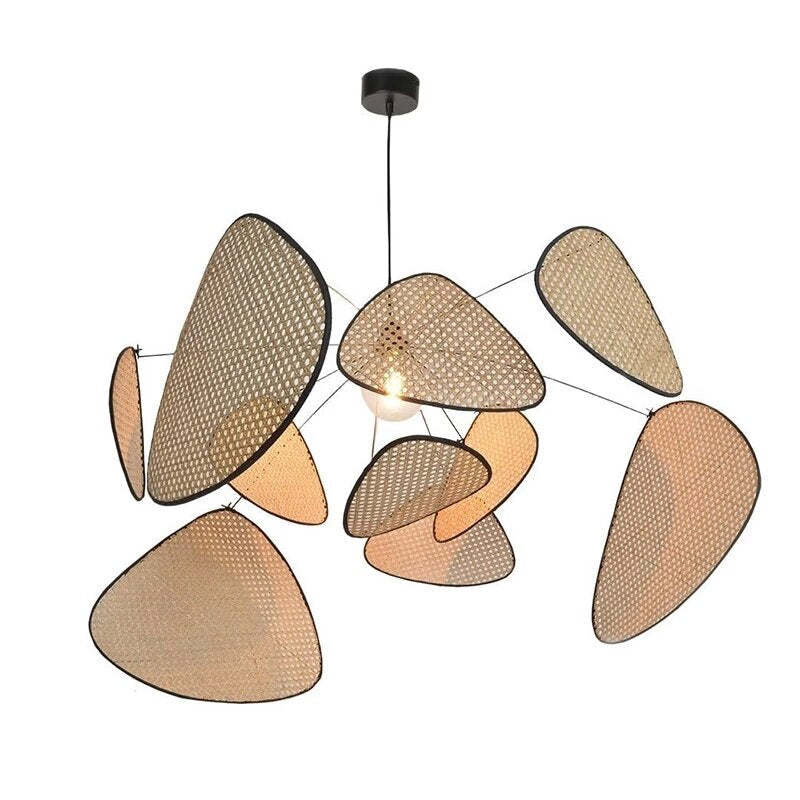 Borekus Pendant Light Leaf Grid, Rattan/Metal, Bedroom