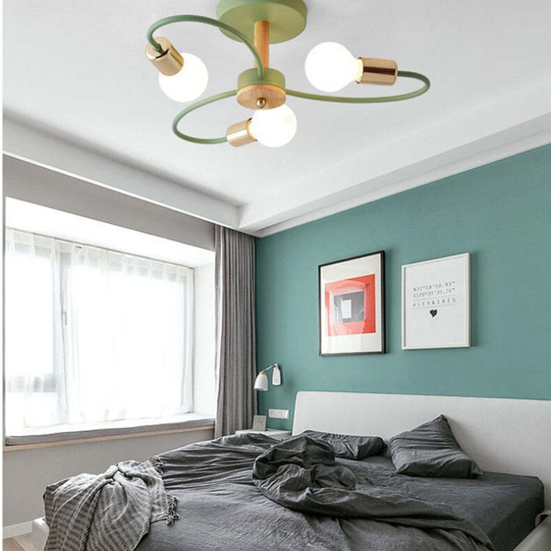 Vusumak Elegant Metal/Glass Flush Mount Ceiling Light, Grey/Green