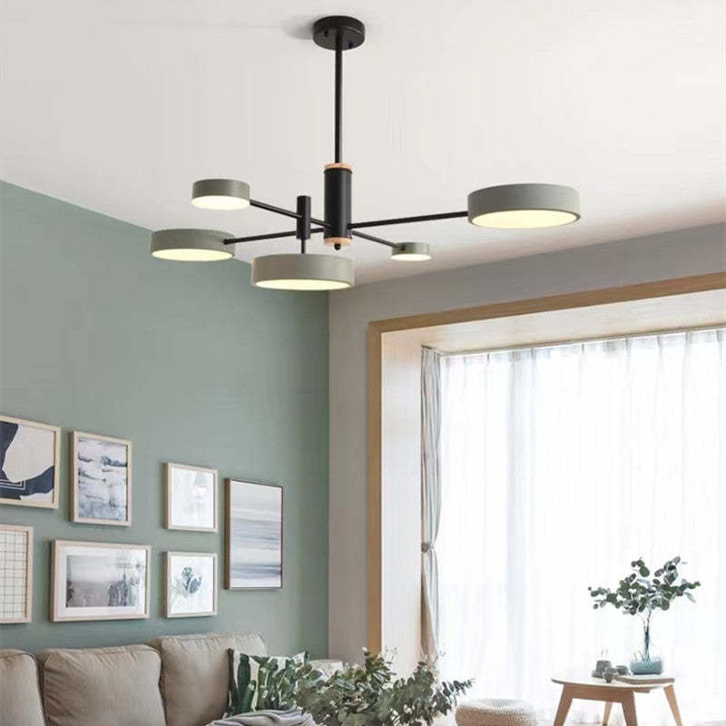 Gativun Pendant Light LED, Metal & Wood, Grey/White/Gold