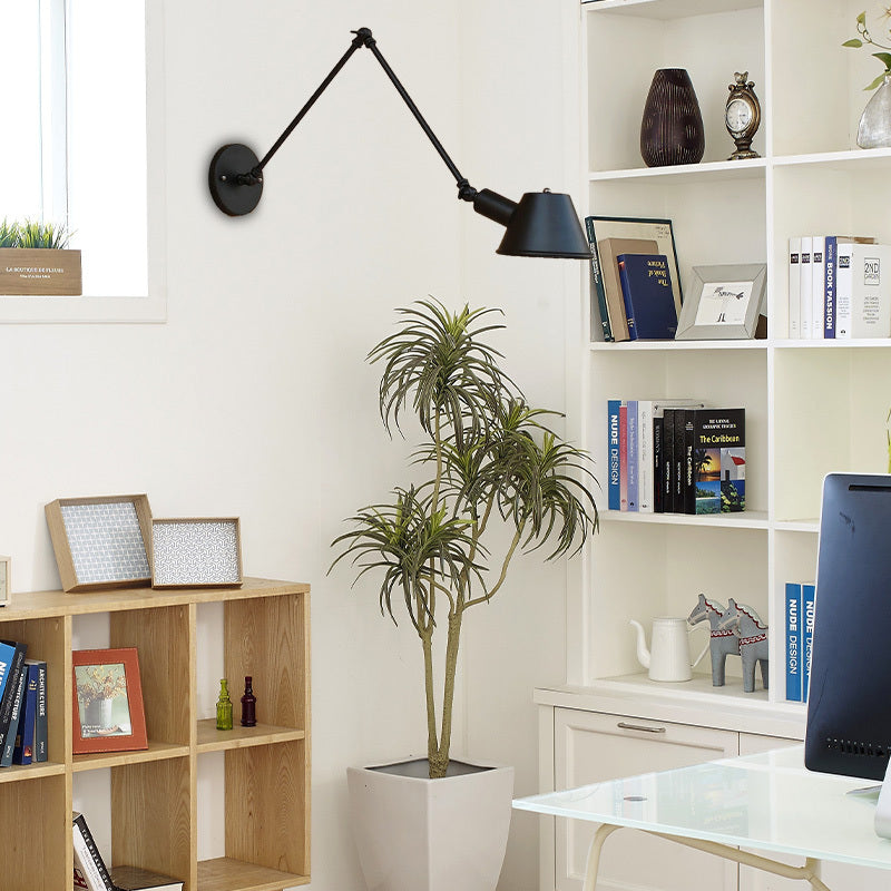 Maninek Rotatable Wall Lamp with Swing Arm, Black/Rust