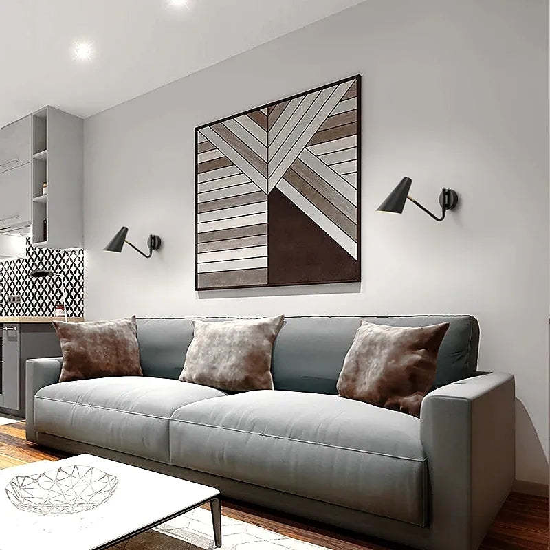 Higimer Rotatable Wall Lamp, Black & White & Gold, Bedroom