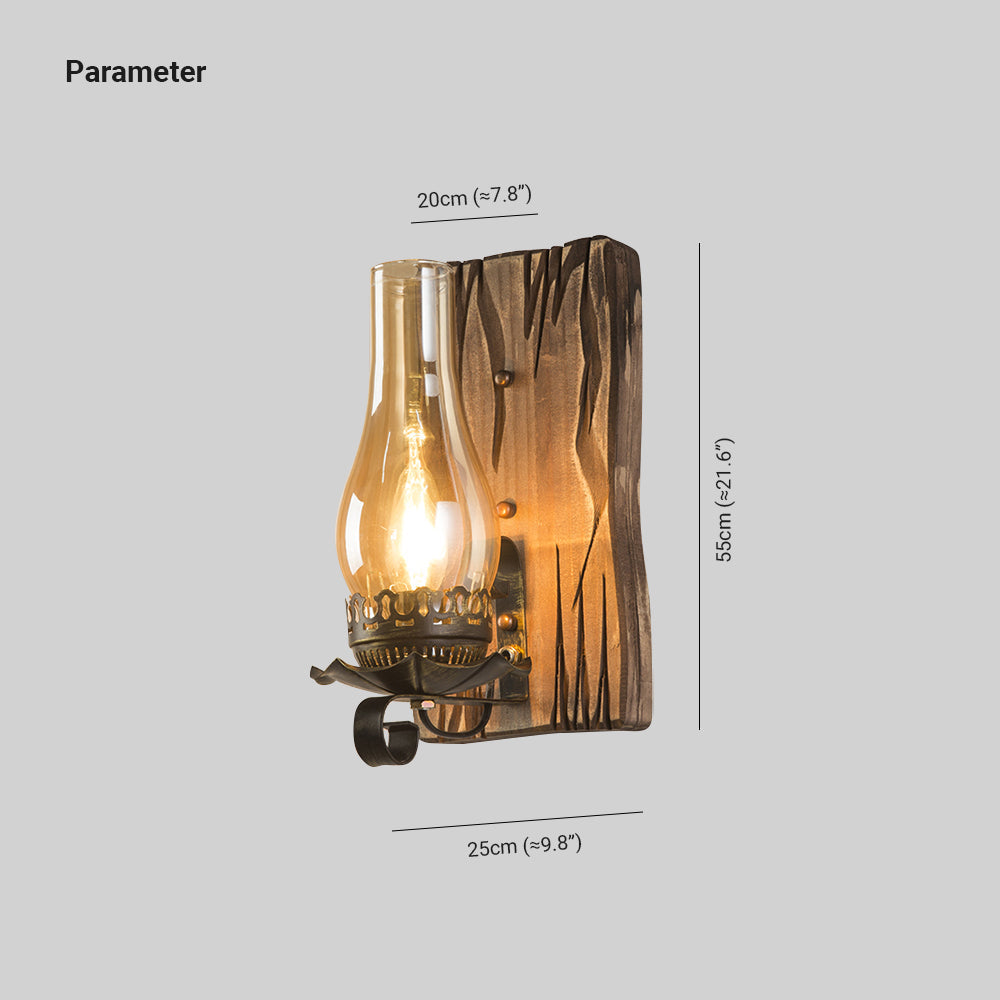 Genaler Wall Lamp Vintage Candle Wooden Glass, Bedroom