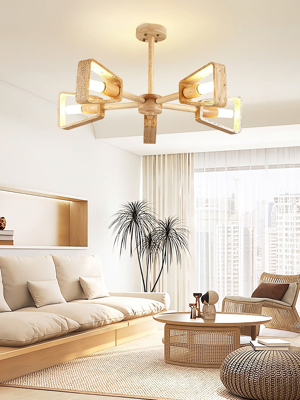 Hedra Travertone Geometric Chandelier