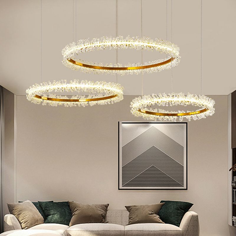 Lomepoda Luxury Circular Crystal Tassel Pendant Light