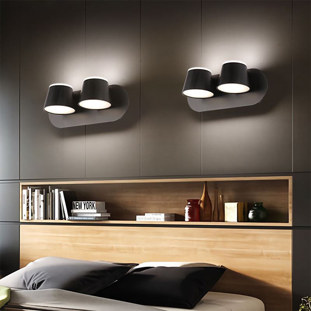 Senolot Modern Cylindrical Metal Mirror Front Wall Lamp, Black