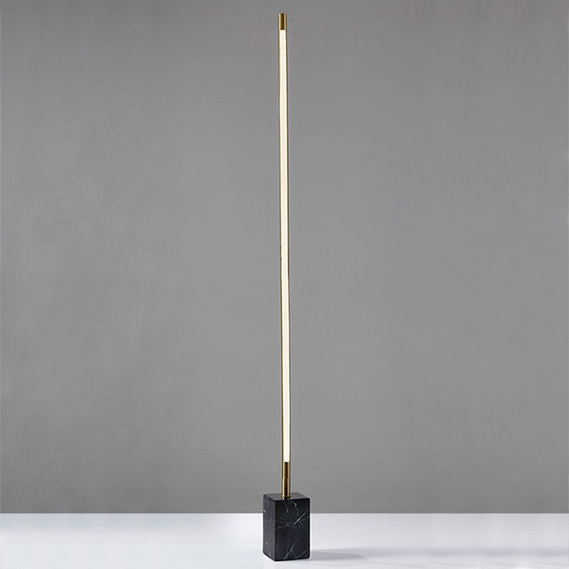Jupetar Minimalist Linear Floor Lamp, Black/Gold, Metal/Marble