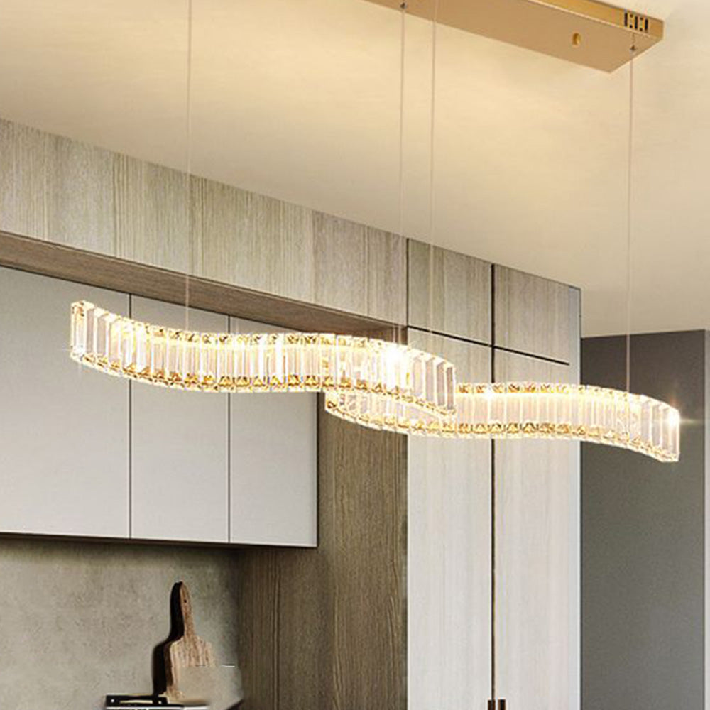 Kolotet Luxury Wave Crystal/Metal Pendant Light, Silver/Gold