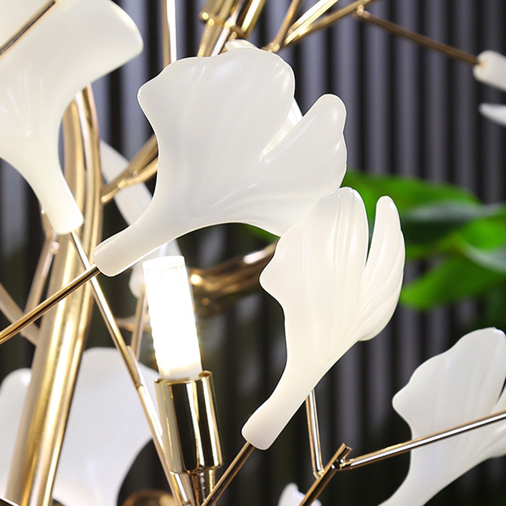 Vudogam Floor Lamp Leaf Artistic, Ceramic/Metal, White/Gold, Study