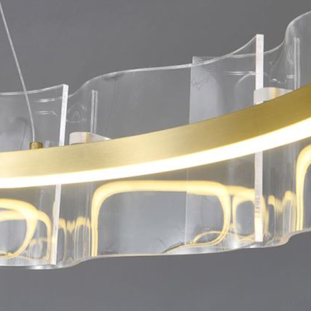 Pebamon Creative Ring Metal/Arcylic Pendant Light, Gold
