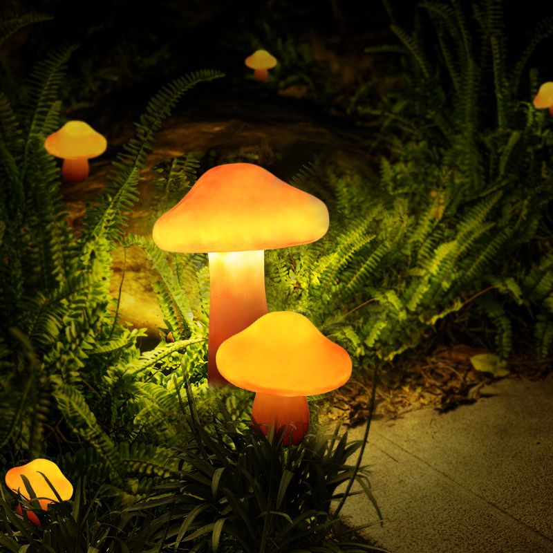 Wenipek Mushroom Outdoor Ground Light, Hardwired/Solar, Orange